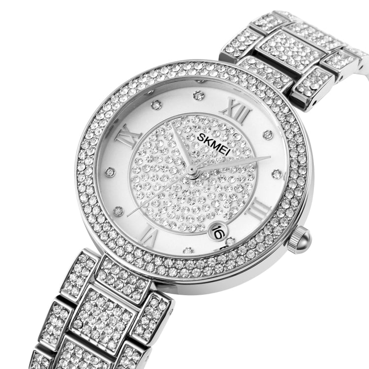 SKMEI 1739 Orologio al quarzo con quadrante rotondo con numeri romani e diamanti da donna