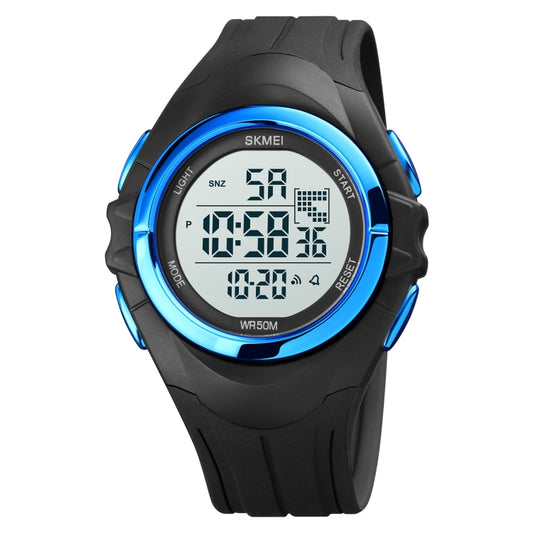 SKMEI 1790 Orologio elettronico luminoso da uomo con display digitale a doppio fuso rotondo triplicato a LED