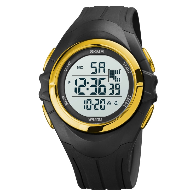 SKMEI 1790 Orologio elettronico luminoso da uomo con display digitale a doppio fuso rotondo triplicato a LED