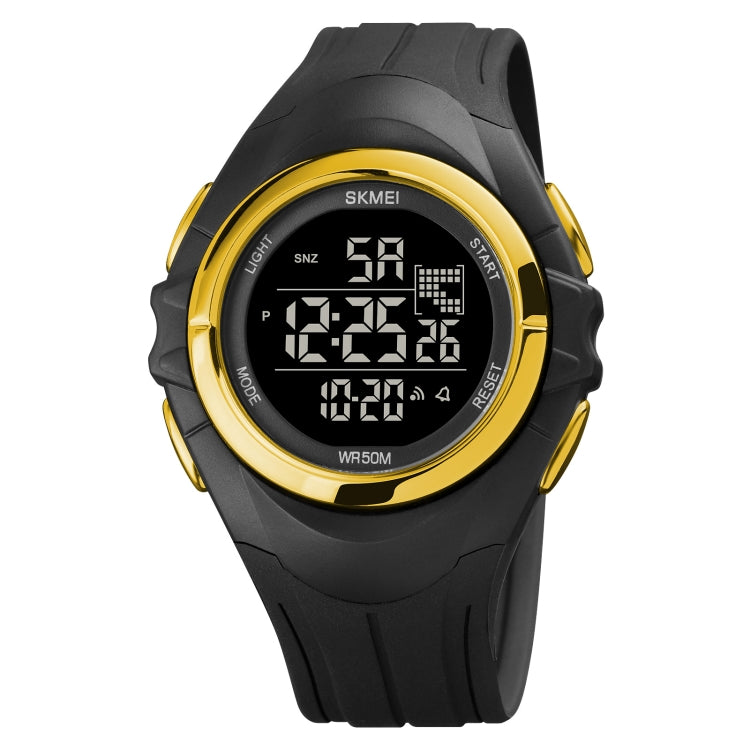 SKMEI 1790 Orologio elettronico luminoso da uomo con display digitale a doppio fuso rotondo triplicato a LED