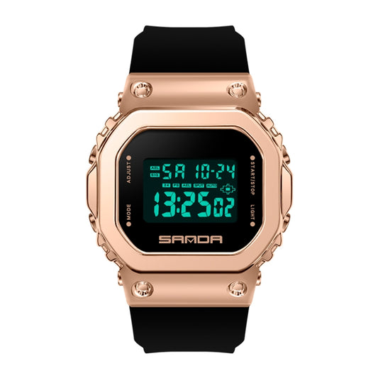 SANDA 9006 Orologio elettronico sportivo con quadrante quadrato con display digitale a LED per uomo e donna