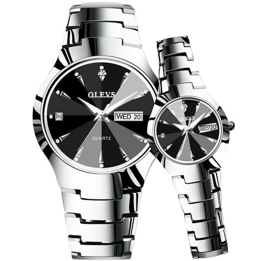 OLEVS 8697 Orologio al quarzo luminoso impermeabile moda coppia, OLEVS 8697 (Black)
