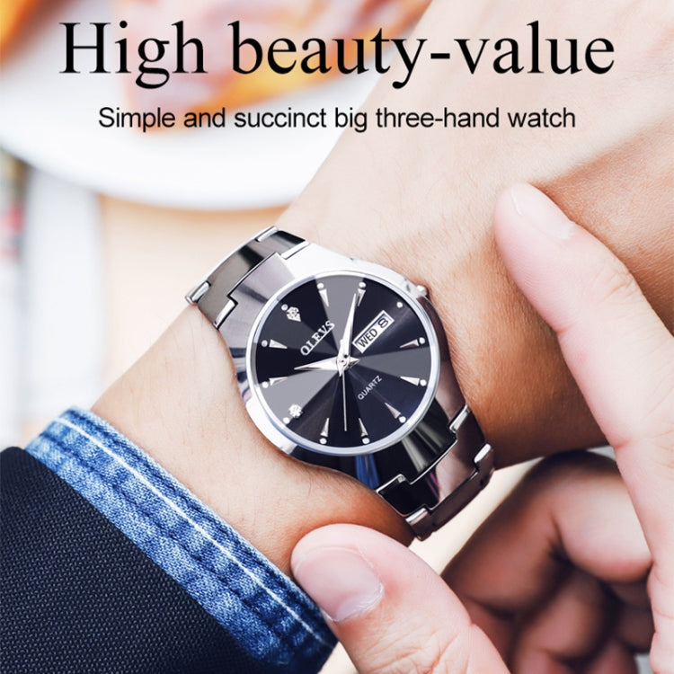 OLEVS 8697 Orologio al quarzo luminoso impermeabile moda coppia, OLEVS 8697 (Black + Rose Gold)