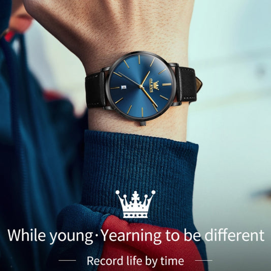 OLEVS 5869 Coppia orologio al quarzo con cinturino in vera pelle impermeabile