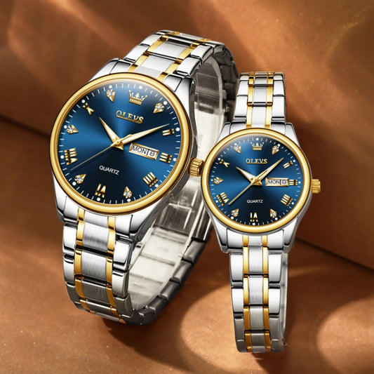 OLEVS 5563 Coppia Luminoso Orologio Al Quarzo Impermeabile, Couple Quartz Watch