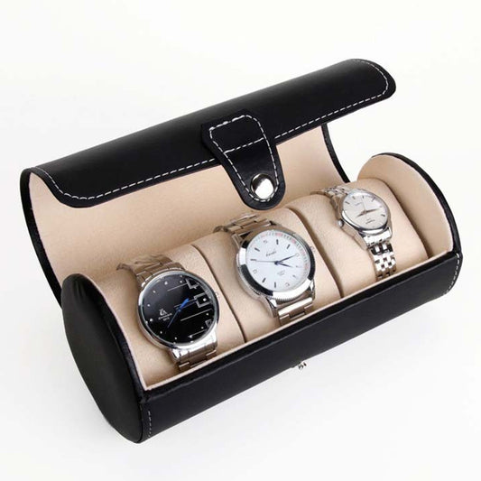 Custodia Protettiva per Orologi da Viaggio in Pelle PU - Scatola Portatile per 3 Orologi, Morbida e Compatta