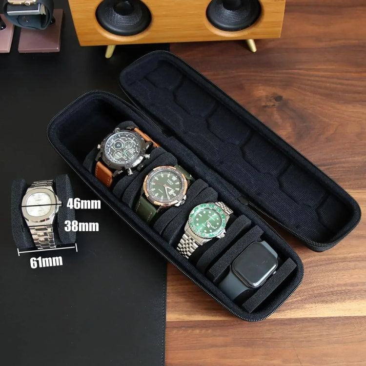Custodia Porta Orologi 5 Posti in Nylon 1680D ed EVA Rigido – Impermeabile, Antipolvere, con Fodera in Velluto e Cerniera YKK, Perfetta per Viaggi