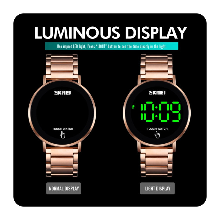 SKMEI 1550 Orologio da uomo touch screen a LED semplice ed elegante in acciaio inossidabile impermeabile con orologio elettronico