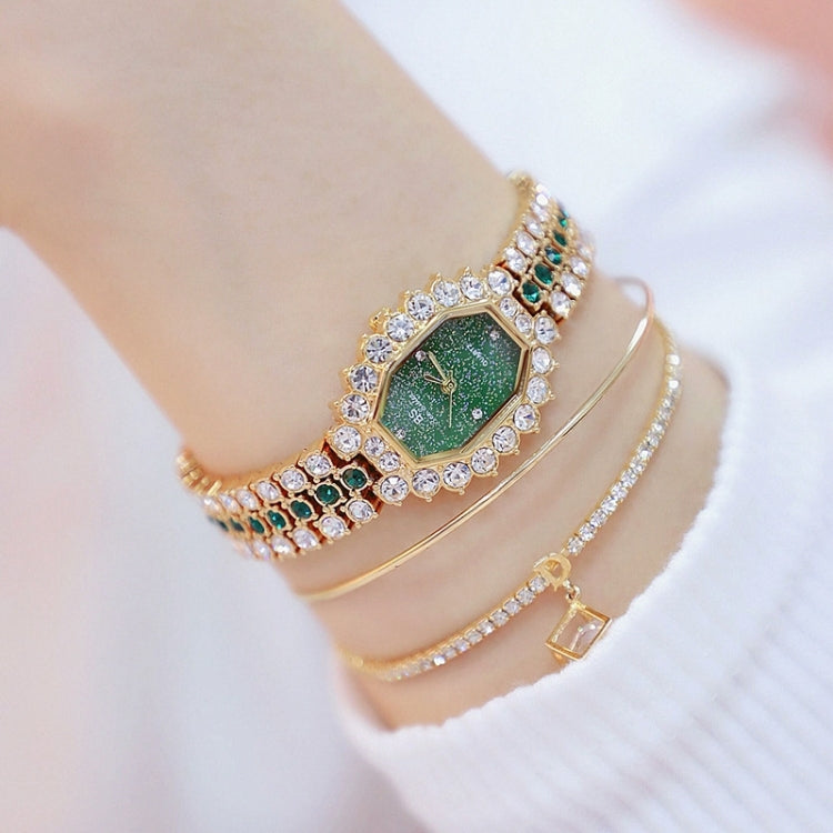 BS beesister FA1581 orologio al quarzo da donna con quadrante ottagonale e bracciale con strass placcato