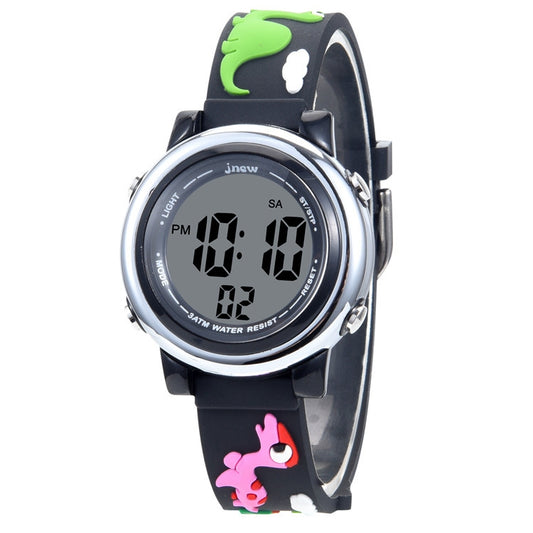 JNEW A380-20090-5 Bambini Cartoon Dinosaur Rhino Impermeabile Riconoscimento del tempo Retroilluminazione colorata Orologio elettronico a LED, JNEW A380-20090-5