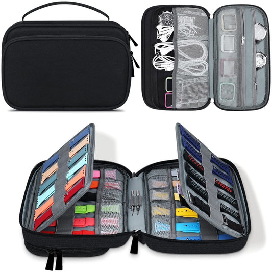 Organizzatore Portatile Impermeabile Multi-Slot in Panno – 36 Slot per Orologi, Cavi e Accessori, Archiviazione da Viaggio e Desktop