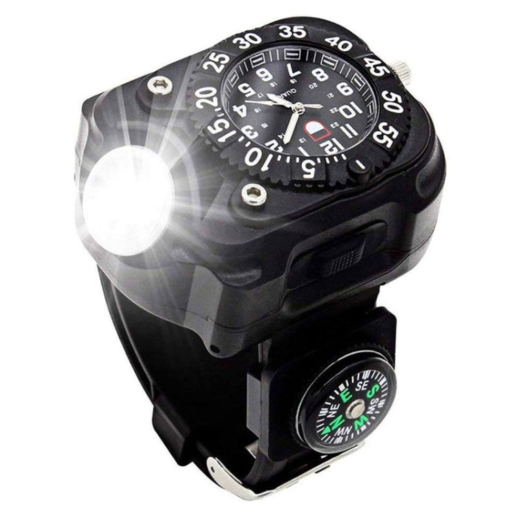 Orologio Multifunzionale con Torcia LED e Bussola – Impermeabile IPX7, 5 Modalità di Luminosità, Cinturino Regolabile, Perfetto per Escursioni e Attività Outdoor
