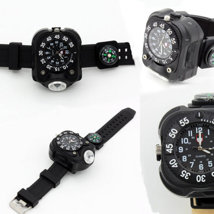 Orologio Multifunzionale con Torcia LED e Bussola – Impermeabile IPX7, 5 Modalità di Luminosità, Cinturino Regolabile, Perfetto per Escursioni e Attività Outdoor