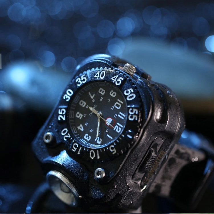 Orologio Multifunzionale con Torcia LED e Bussola – Impermeabile IPX7, 5 Modalità di Luminosità, Cinturino Regolabile, Perfetto per Escursioni e Attività Outdoor