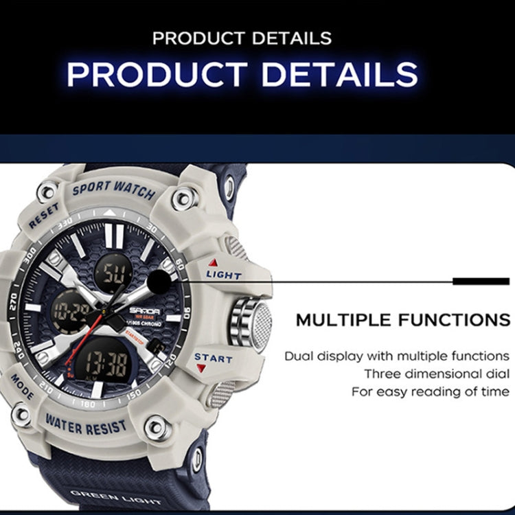 Orologio Elettronico SANDA Multifunzionale Tridimensionale 5 ATM con Sveglia e Display Luminoso