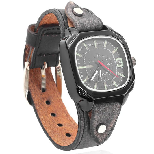 Vintage Style Square Genuine Leather Quartz Watch Adjustable Strap His And Hers Couple Watches For Women And Men