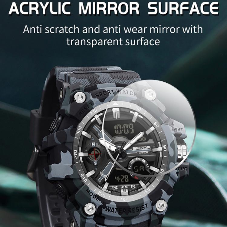 SANDA 3355 Orologio Sportivo Camouflage Uomo - Waterproof, Allarme, Display Elettronico Multifunzionale
