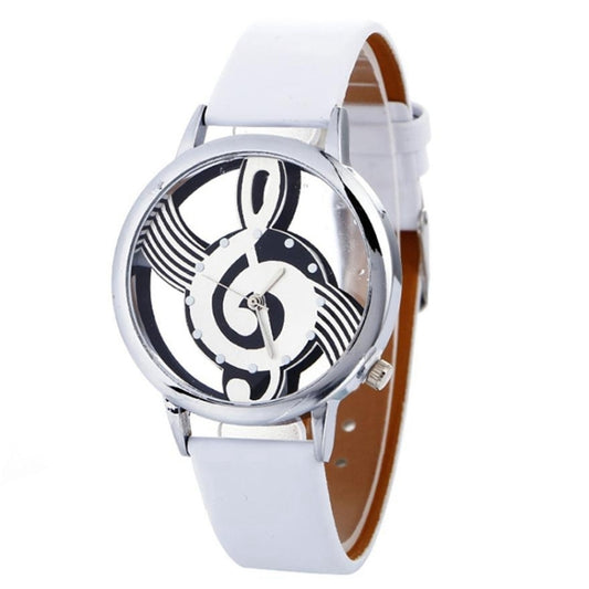 Orologio al quarzo con cintura in pelle e quadrante a forma di notazione musicale per donna/uomo