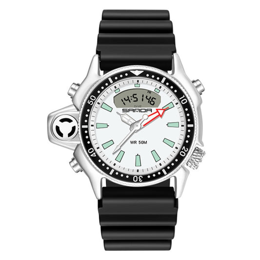 SANDA 3008 Orologio Elettronico Subacqueo Impermeabile 50 Metri con Cronometro e Retroilluminazione – Design Elegante e Resistente agli Urti